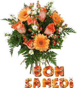 Gif animé Bon samedi fleirs oranges
